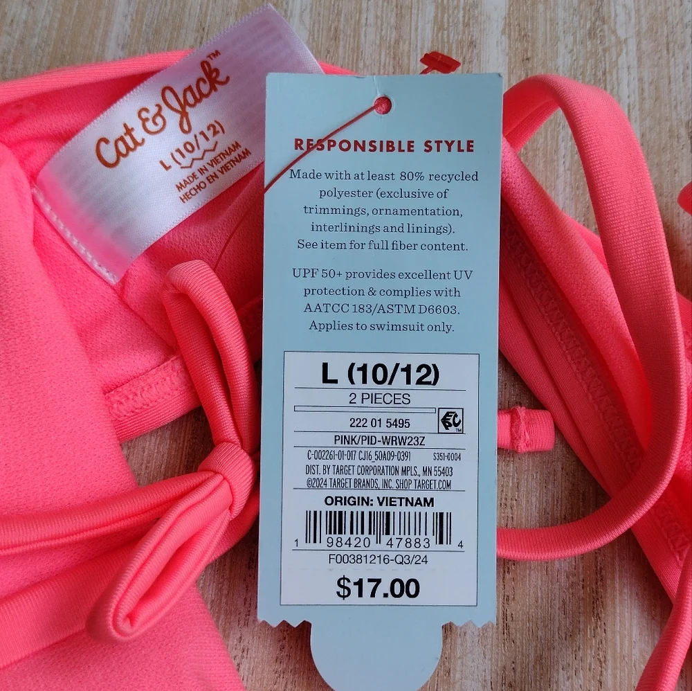 Girls' Simple Daisy Floral Printed Bikini Top L 10/12 - Picture 5 of 7